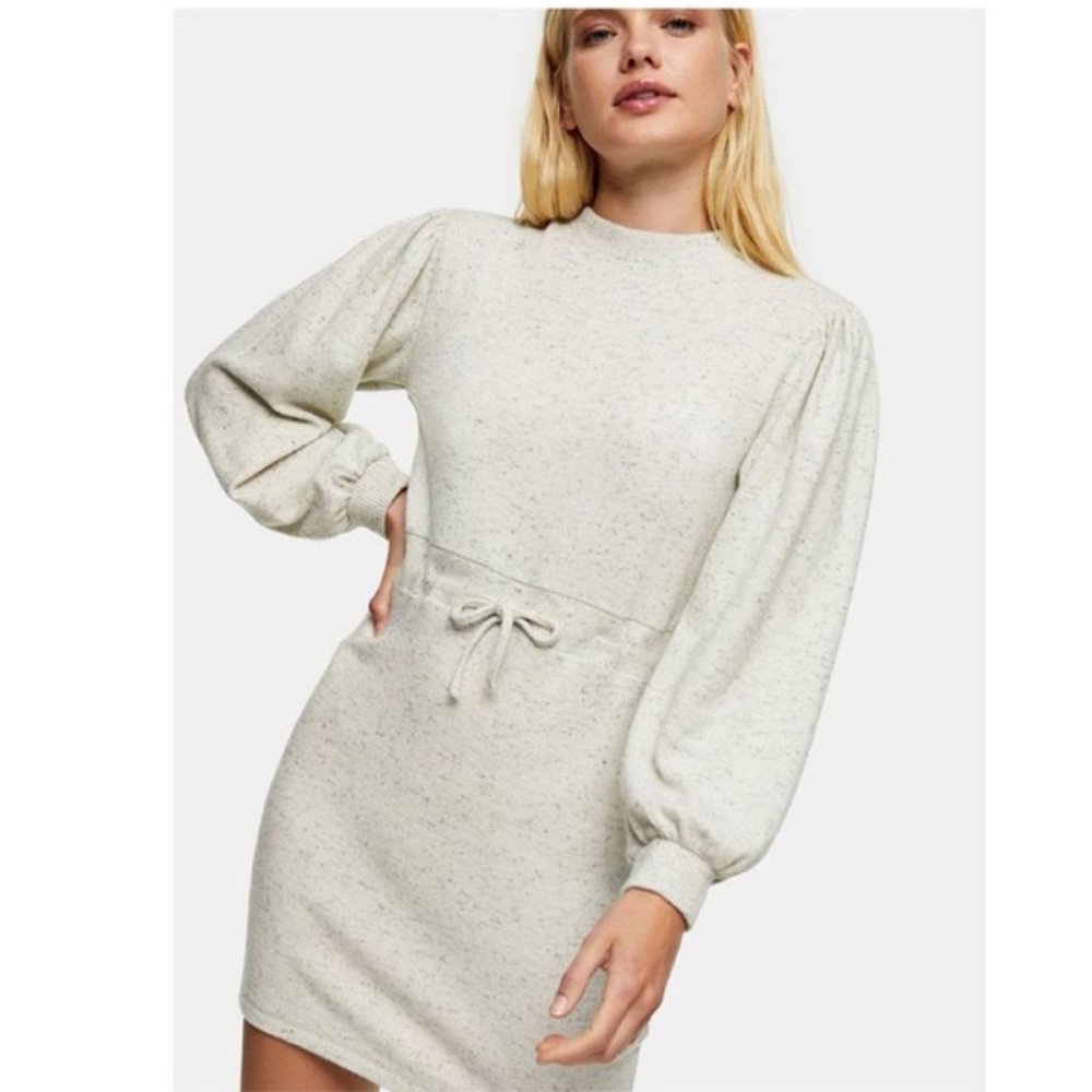 NWT Topshop Sweatshirt Mini Dress in Oatmeal 12